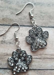 Crystal Paw Print Drop Earrings